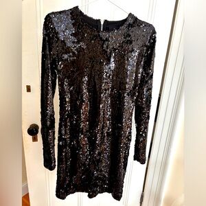 Black long sleeve sequin mini dress